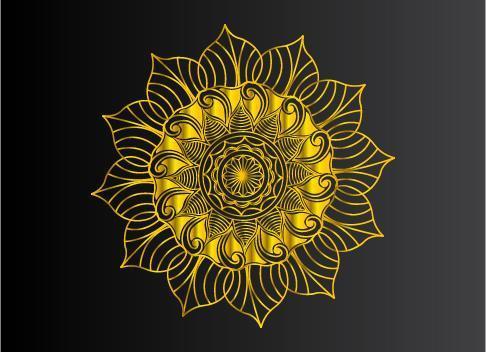 Guldfärgad tonad mandala av naturlig blommig formdesign vektor