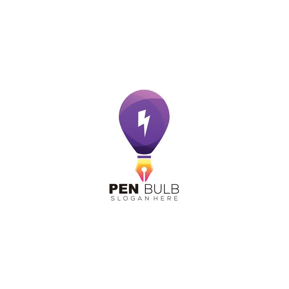 penna med Glödlampa energi logotyp ikon design för företag vektor