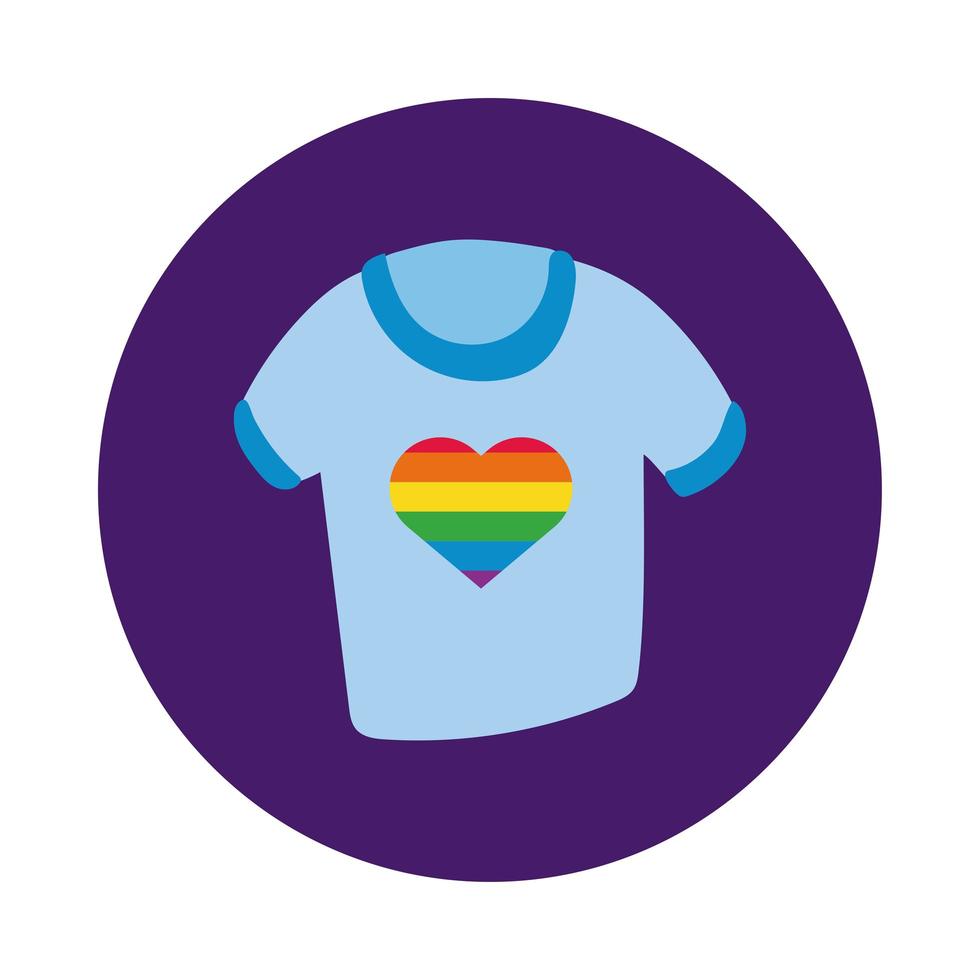 skjorta med regnbågshjärta för gay pride blockstil vektor