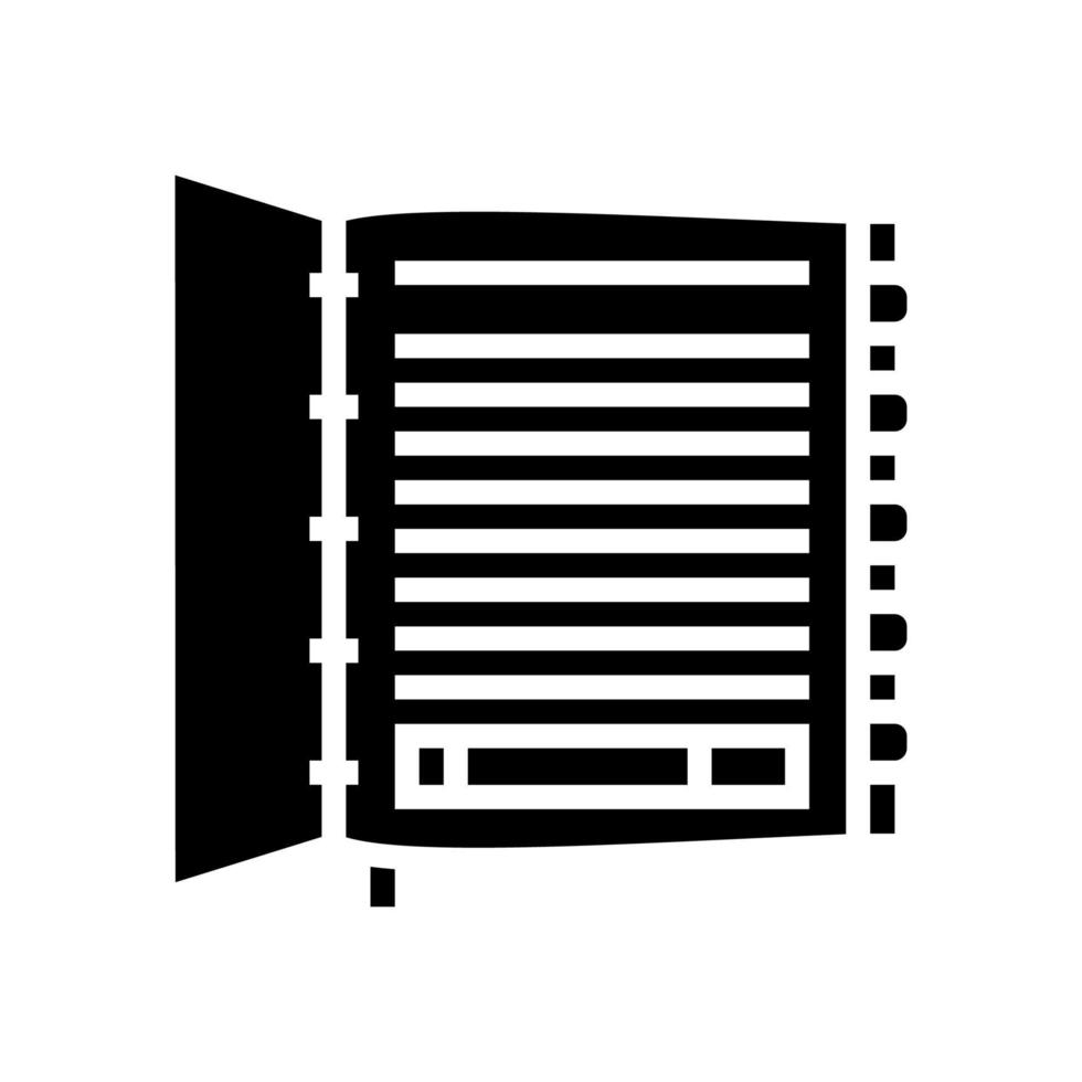 arrangör bok glyf ikon vektor illustration