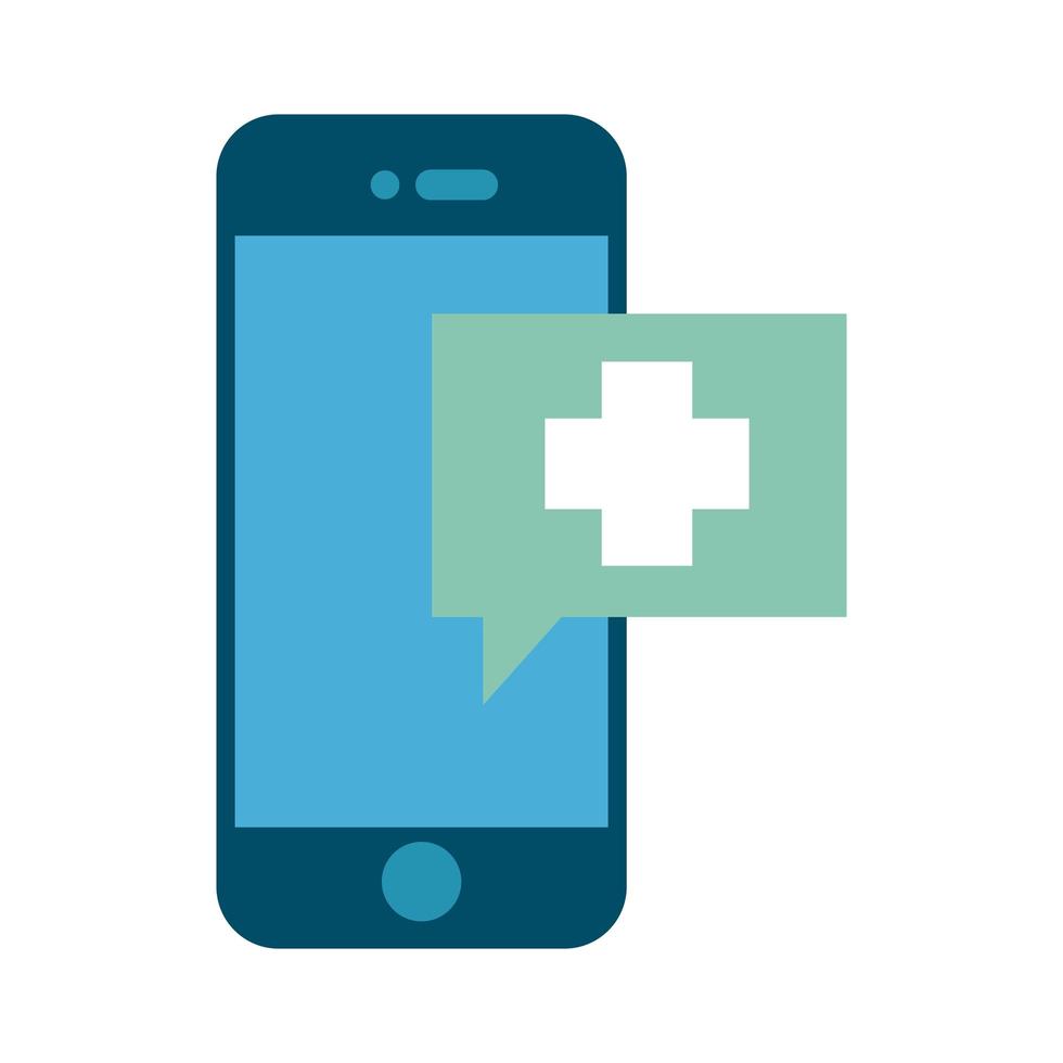 smartphone med ehealth-app platt stil vektor