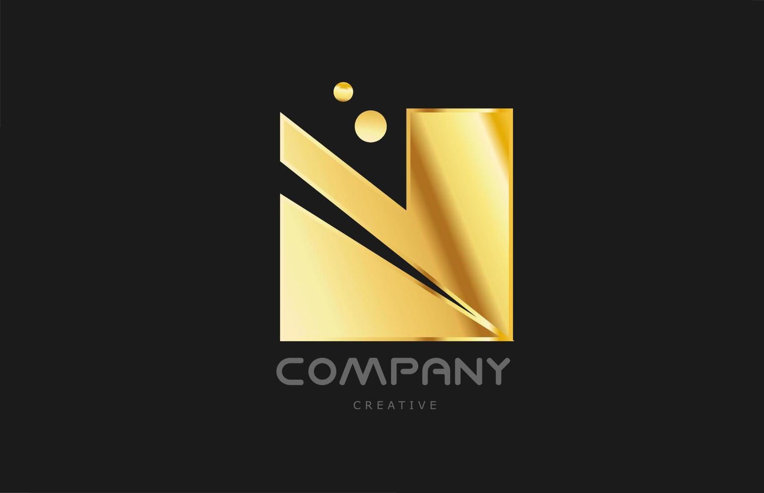 gold goldenes geometrisches n alphabet buchstabe logo icon design. kreative vorlage für geschäft und unternehmen und in gelber farbe vektor