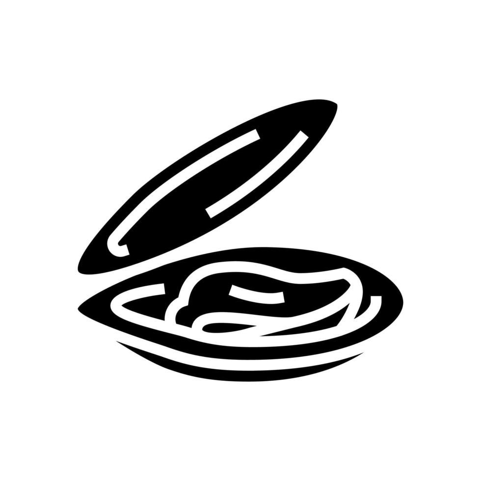 öppnad skal mussla glyf ikon vektor illustration