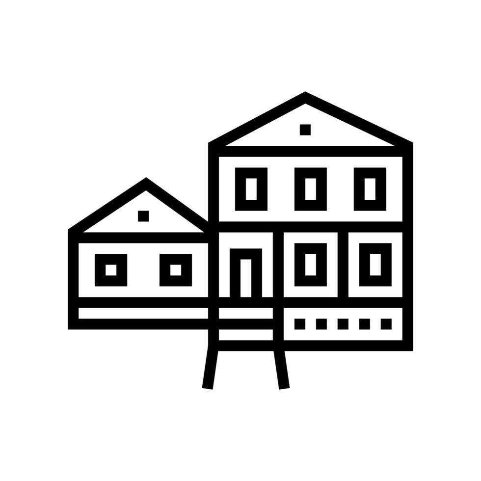 Bauernhaus Gebäude Symbol Leitung Vektor Illustration