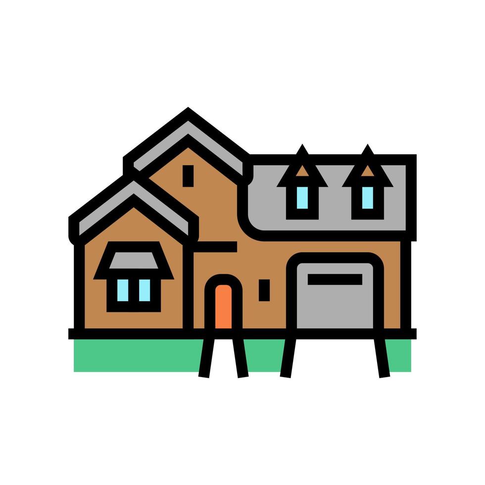 franska Land hus Färg ikon vektor illustration
