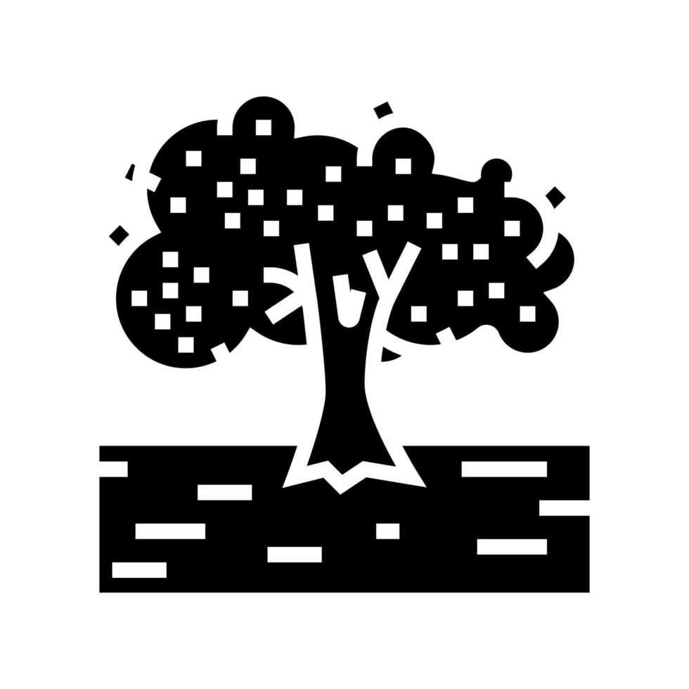 Anbau Olivenbaum Glyphe Symbol Vektor Illustration