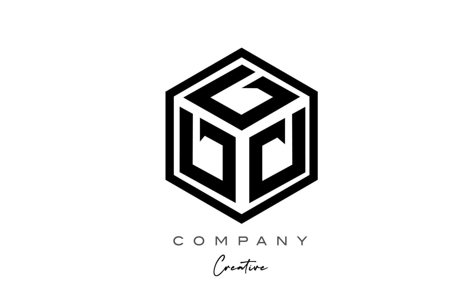 tre brev kub d alfabet brev logotyp ikon design med polygon design. kreativ mall för företag och företag vektor