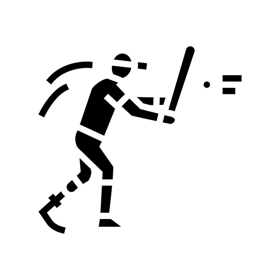 Baseball behinderter Athlet Glyph-Symbol-Vektor-Illustration vektor