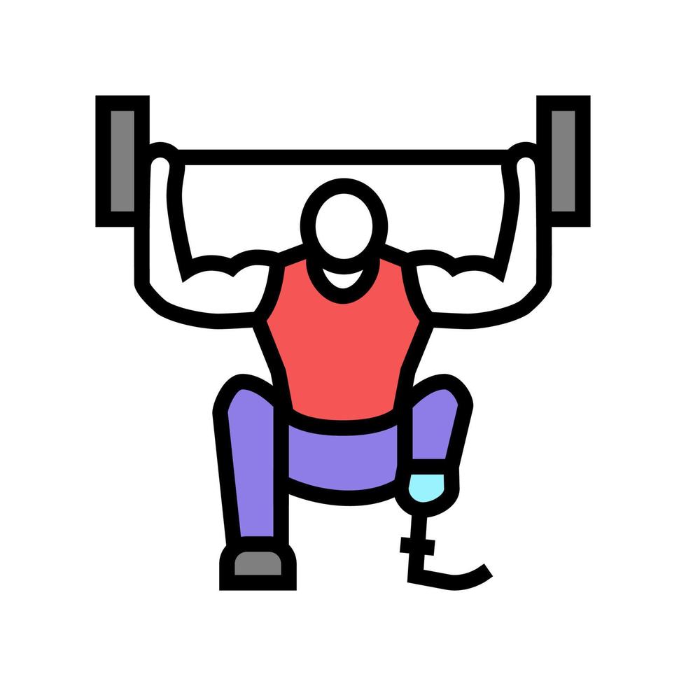 Powerlifting behinderter Athlet Farbe Symbol Vektor Illustration