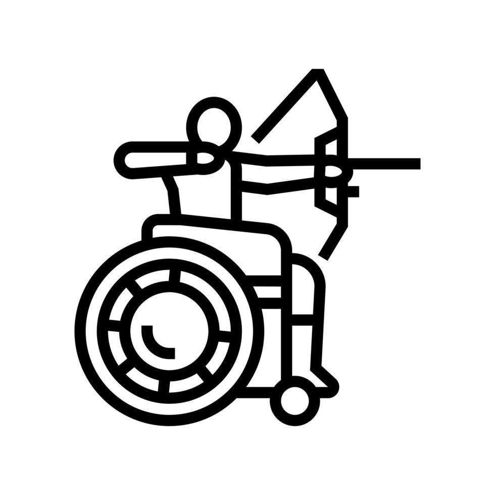 Bogenschießen behinderter Athlet Symbol Leitung Vektor Illustration