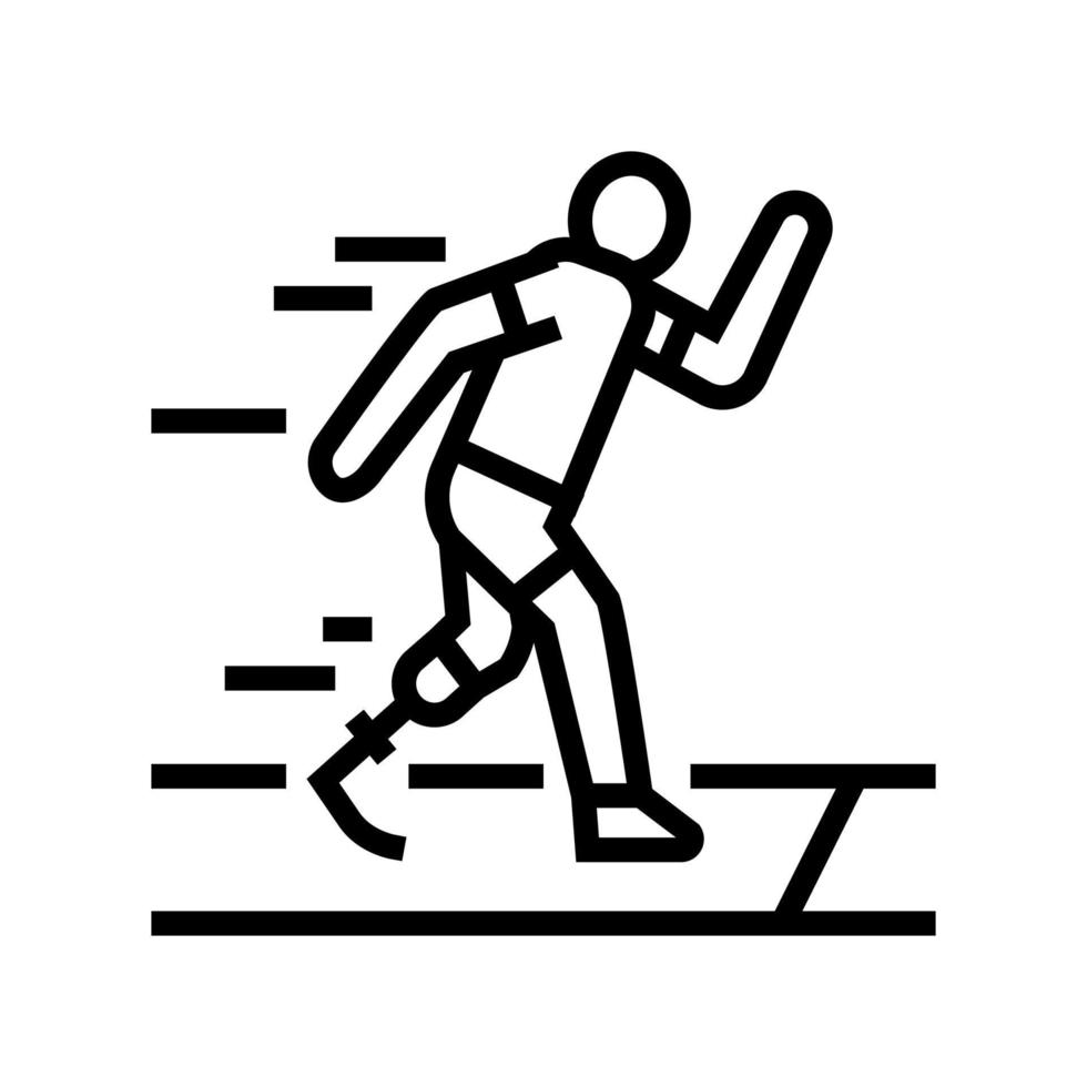 Laufender Läufer Behinderter Athlet Symbol Leitung Vektor Illustration