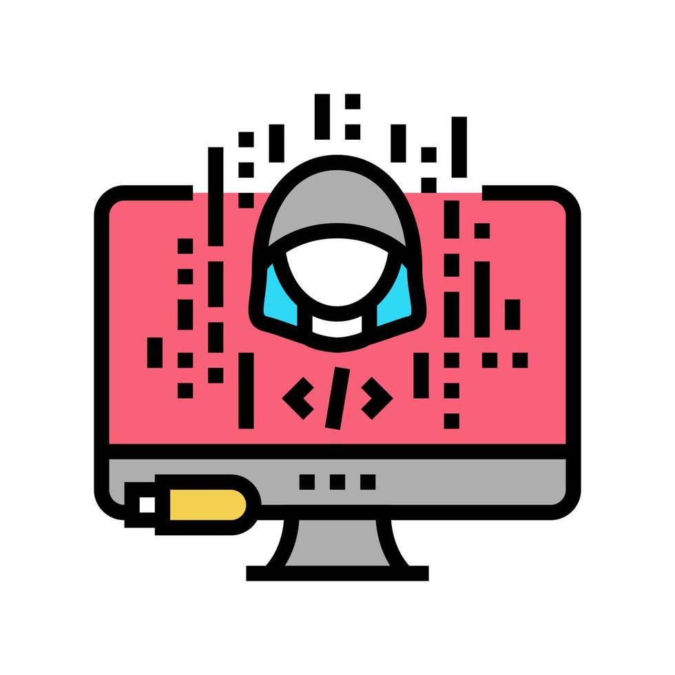 gehackte Software Farbe Symbol Vektor Illustration