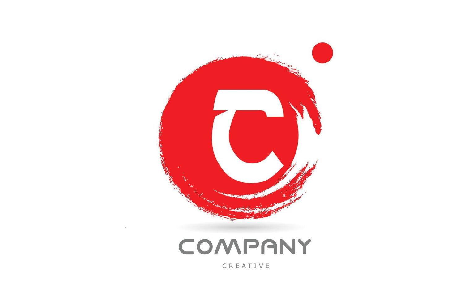 röd c grunge alfabet brev logotyp ikon design med japansk stil text. kreativ mall för företag och företag vektor