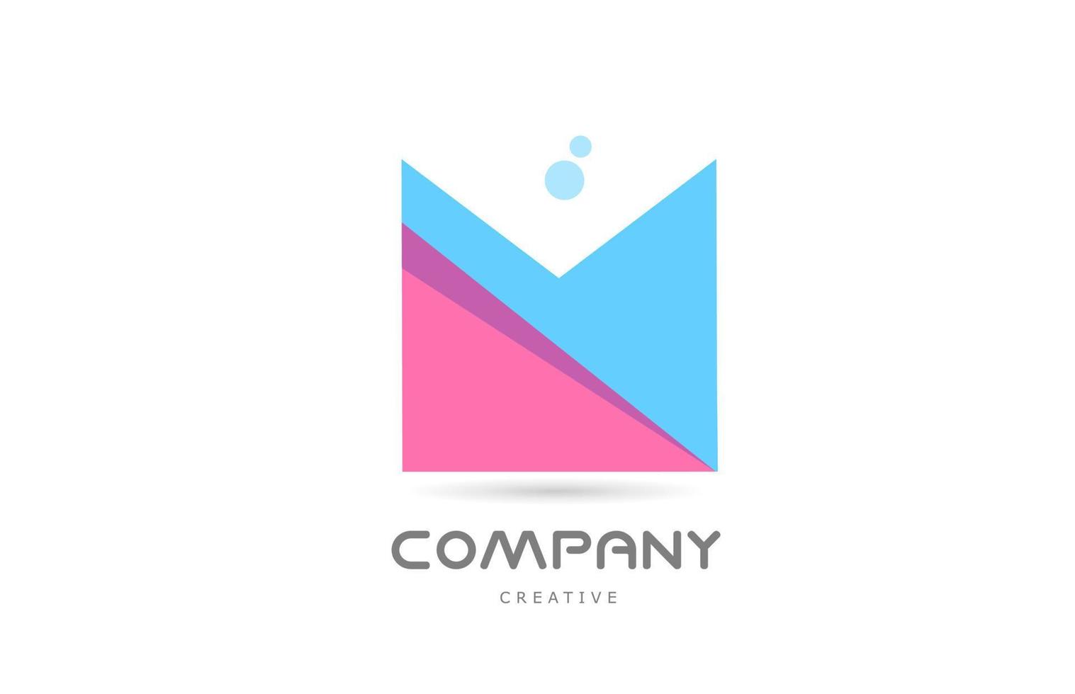 m rosa blaues geometrisches Alphabet-Buchstaben-Logo-Symbol. kreative Vorlage für Unternehmen und Unternehmen vektor