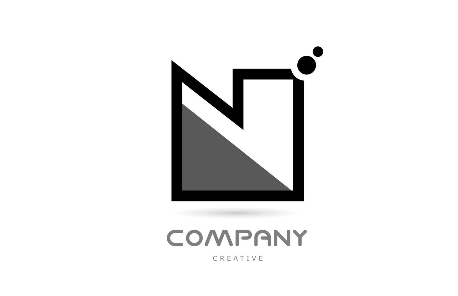 n svart vit geometrisk alfabet brev logotyp ikon med prickar. kreativ mall för företag och företag vektor