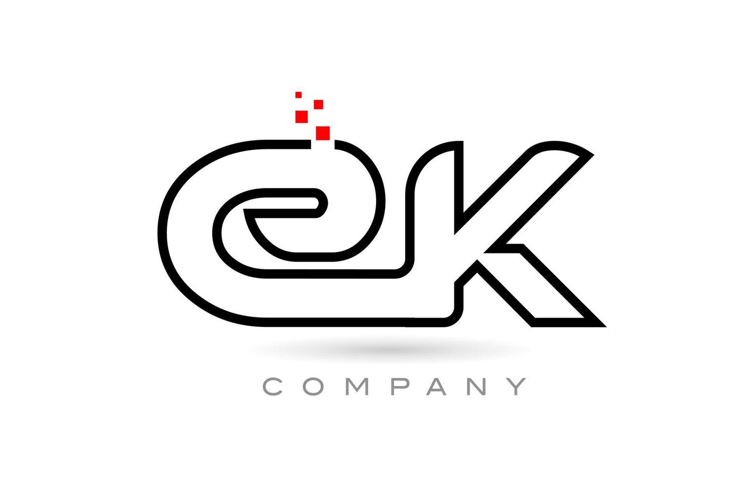 ek ansluten alfabet brev logotyp ikon kombination design med prickar och röd Färg. kreativ mall för företag och företag vektor