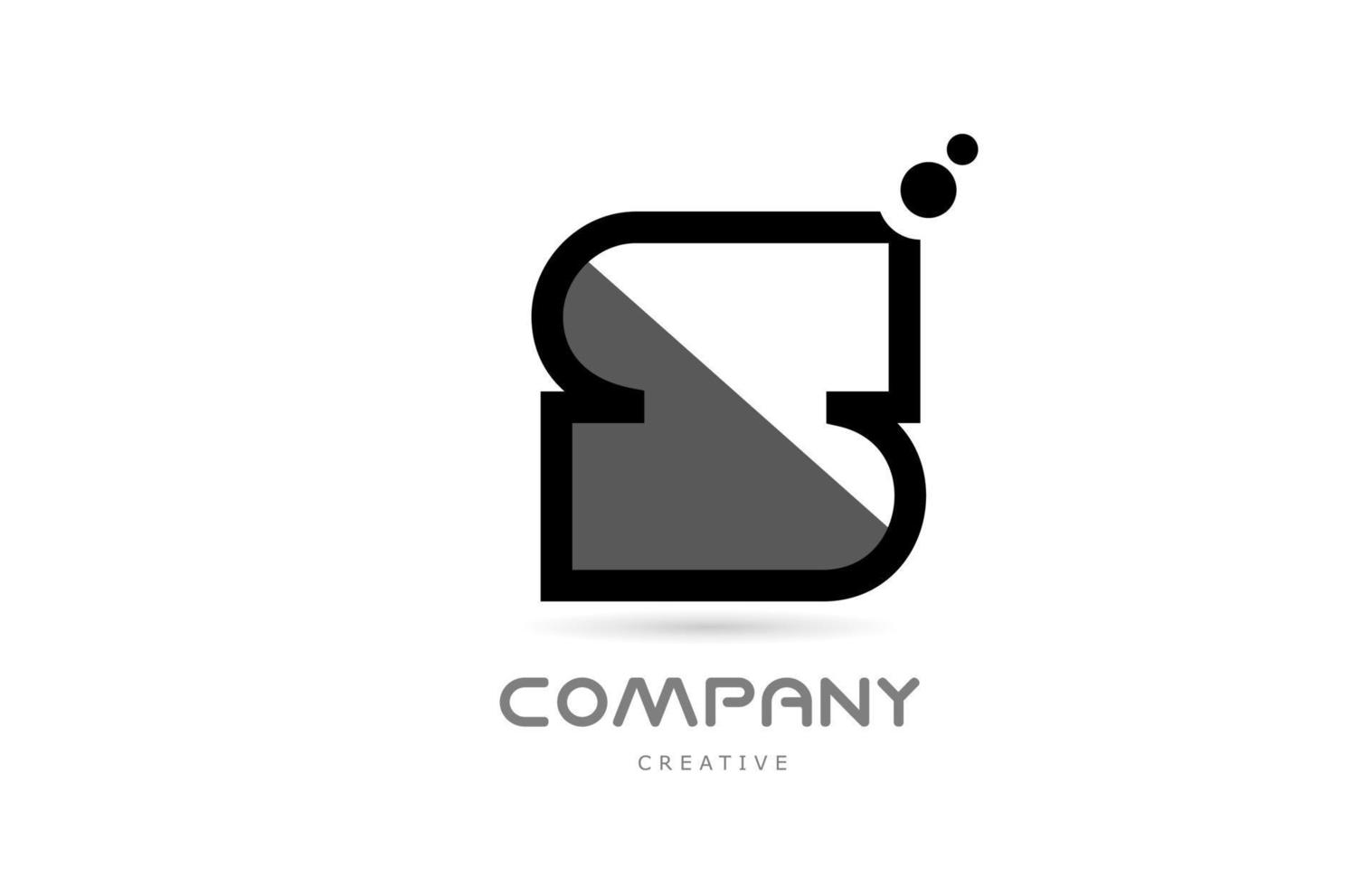 s svart vit geometrisk alfabet brev logotyp ikon med prickar. kreativ mall för företag och företag vektor