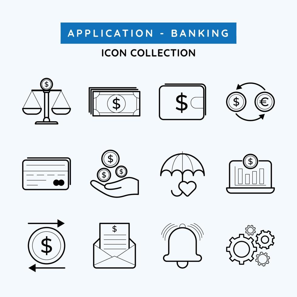 einfache Symbole für Banking-App-Zwecke vektor