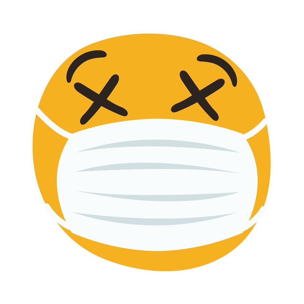 Emoji trägt medizinische Maske Hand zeichnen Stil vektor