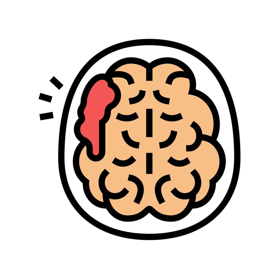 Gehirn Schlaganfall Farbe Symbol Vektor Illustration