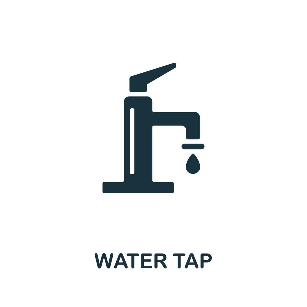 Wasserhahn-Symbol. monochromes einfaches element aus der haushaltskollektion. kreatives Wasserhahnsymbol für Webdesign, Vorlagen, Infografiken und mehr vektor