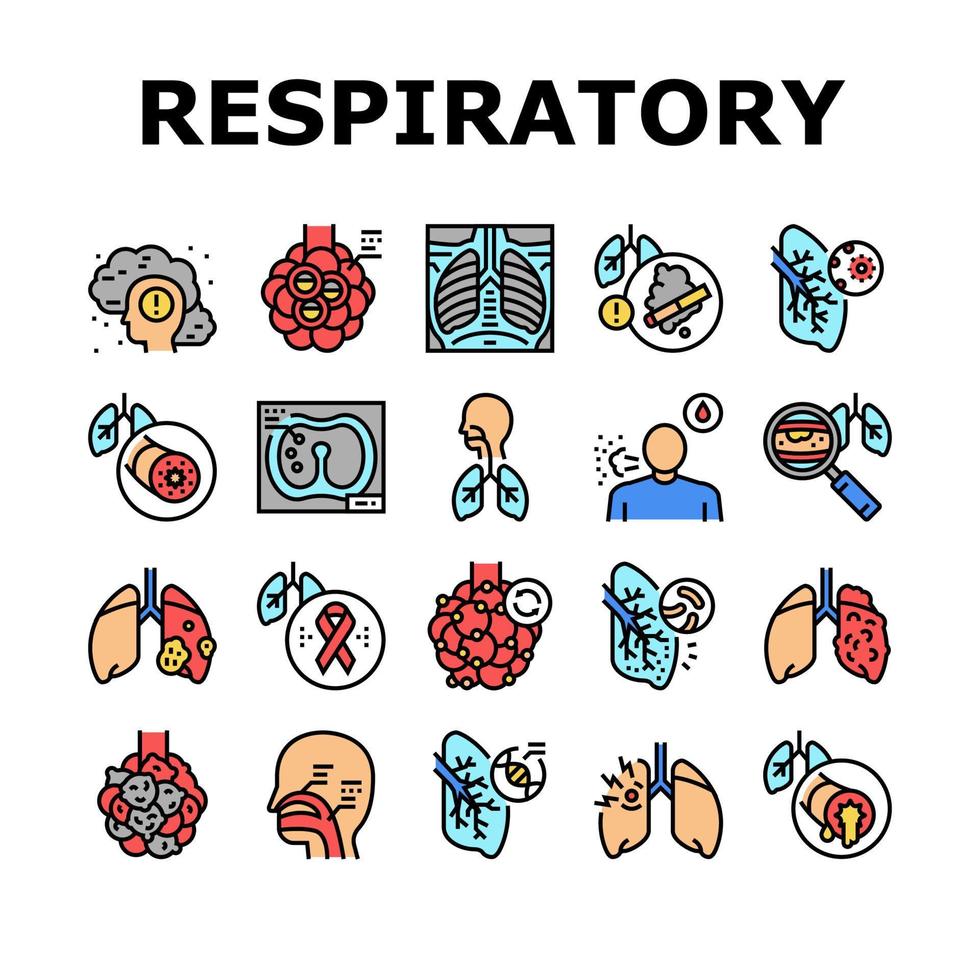 respiratorisk sjukdom samling ikoner uppsättning vektor