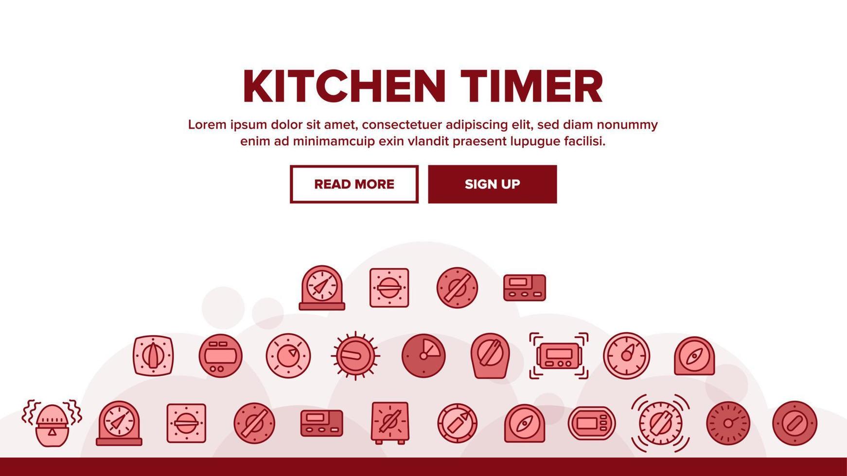 Küchentimer-Tool-Landing-Header-Vektor vektor