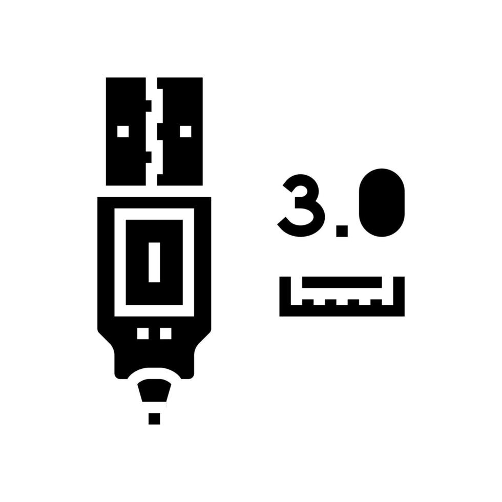 uSB 3.0 glyf ikon vektor illustration