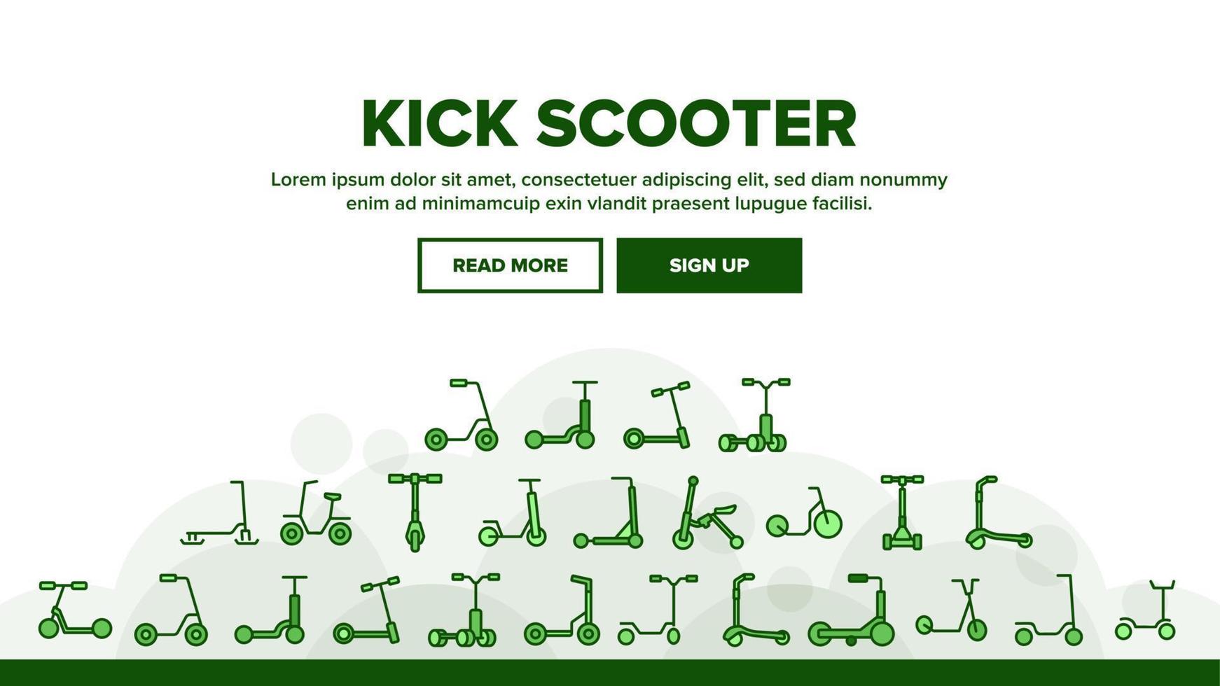 Kick-Scooter-Fahrzeug-Landekopfvektor vektor