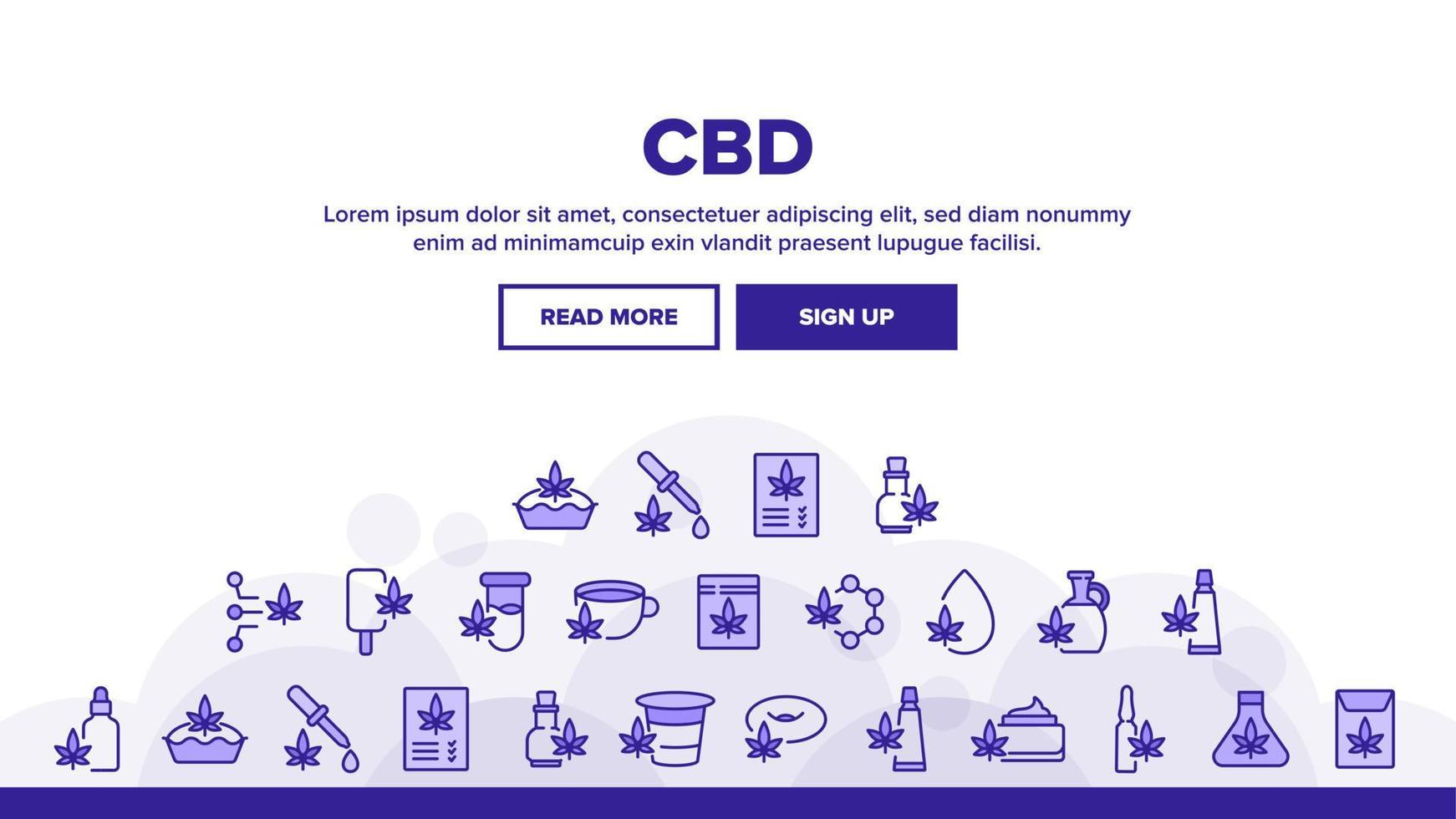 cbd cannabis produkt landning rubrik vektor