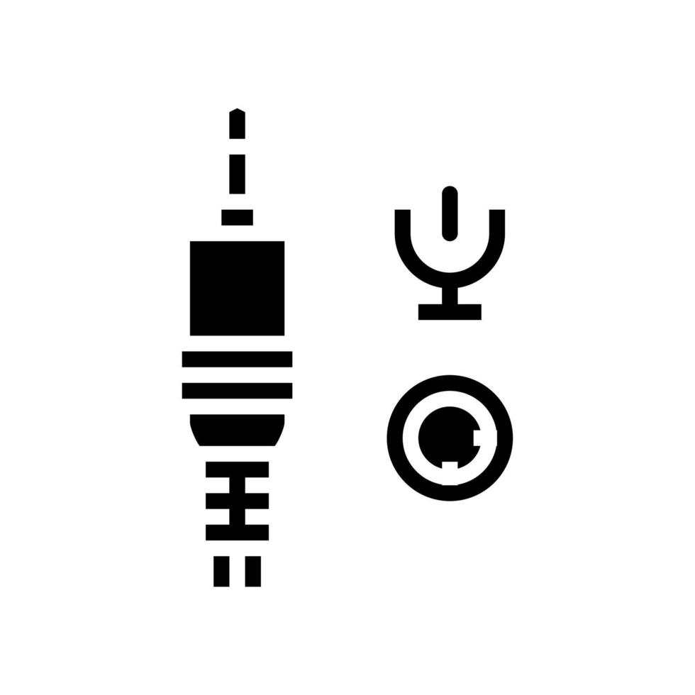 Glyph-Symbol-Vektorillustration für den Mikrofonanschluss vektor