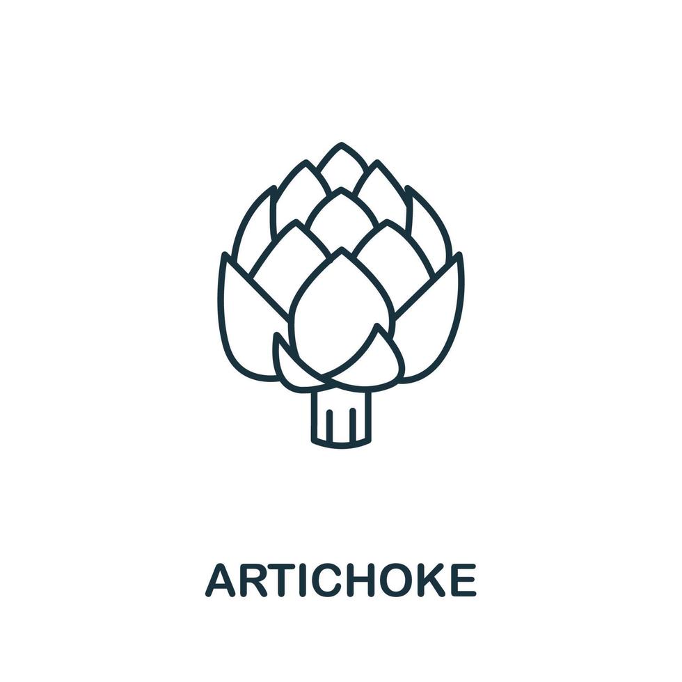 artischockenikone aus der obstsammlung. einfaches Linienelement Artischockensymbol für Vorlagen, Webdesign und Infografiken vektor