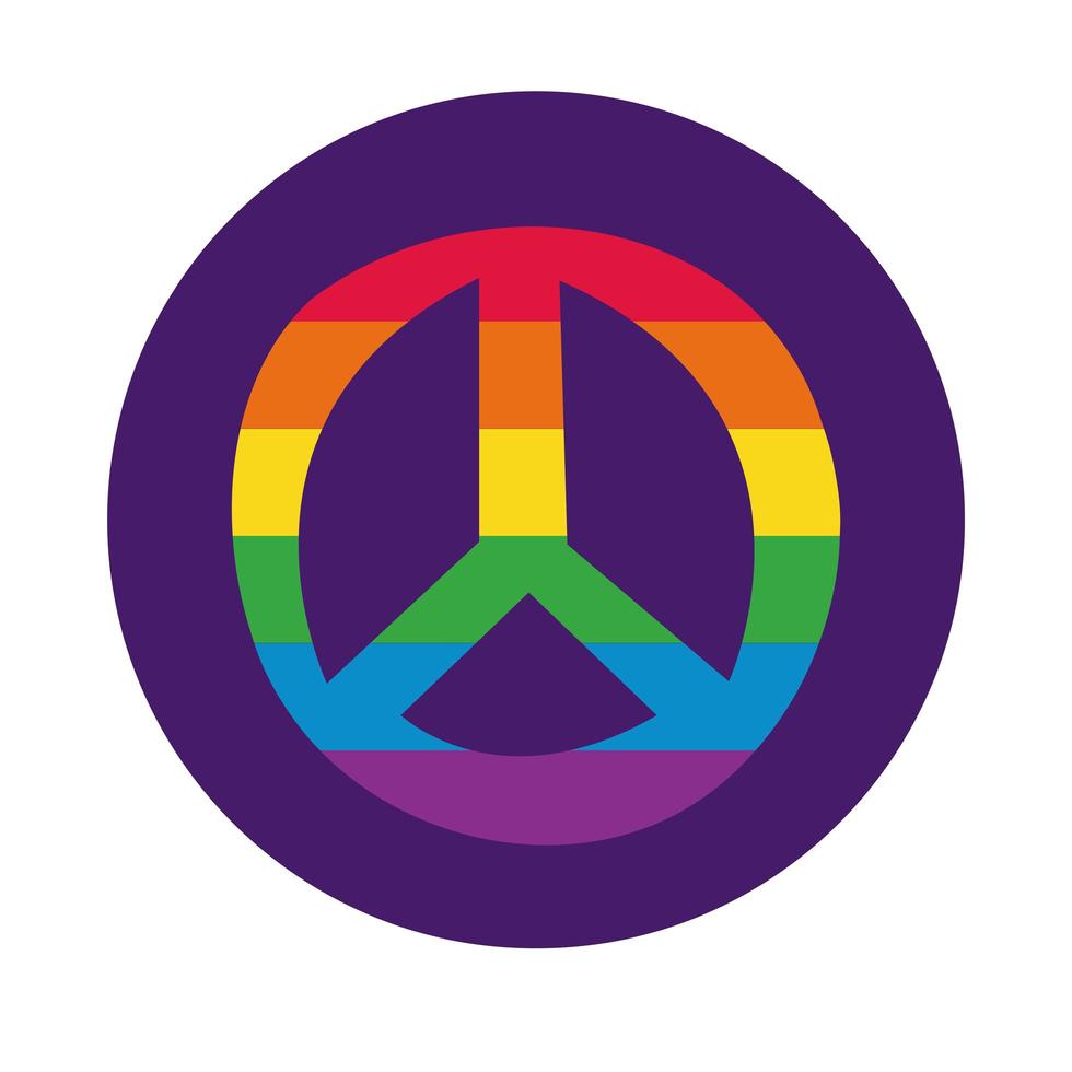 Friedenssymbol mit Gay Pride Flag Block Style vektor