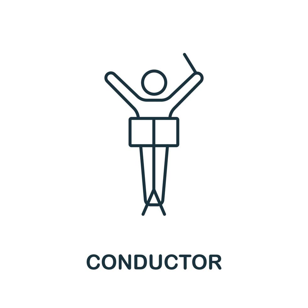 Dirigentensymbol aus der Musiksammlung. einfaches Linienleitersymbol für Vorlagen, Webdesign und Infografiken vektor