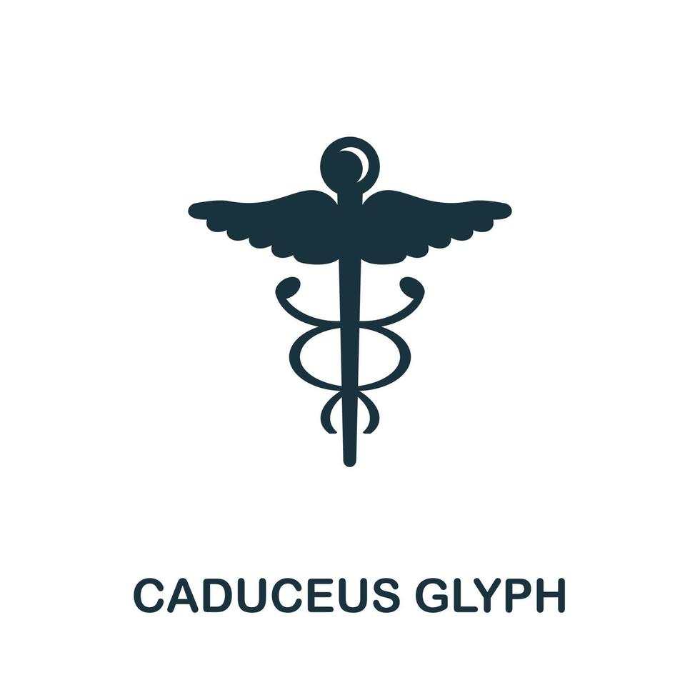 Symbolsatz für Caduceus-Glyphe. vier elemente in verschiedenen stilen aus der sammlung von medizinikonen. kreative Caduceus-Glyphen-Symbole gefüllt, Umrisse, farbige und flache Symbole vektor