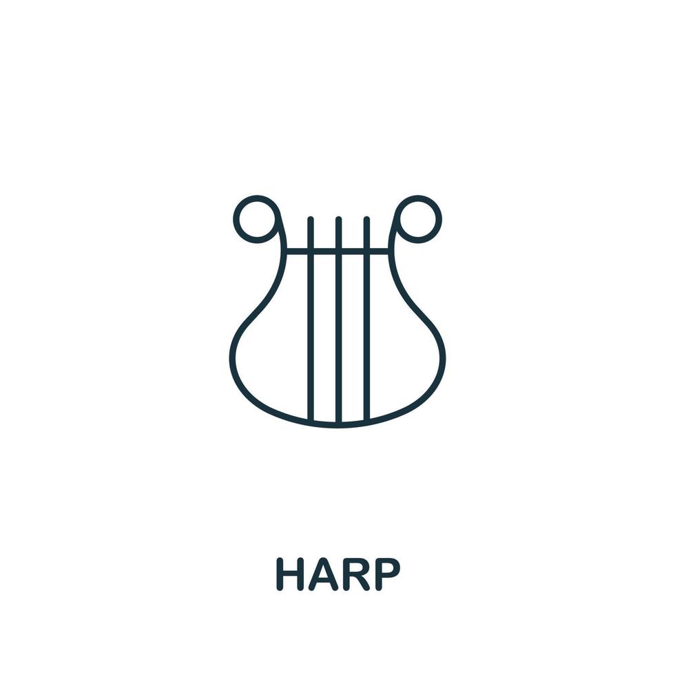 Harfensymbol aus der Musiksammlung. einfaches Harfensymbol für Vorlagen, Webdesign und Infografiken vektor