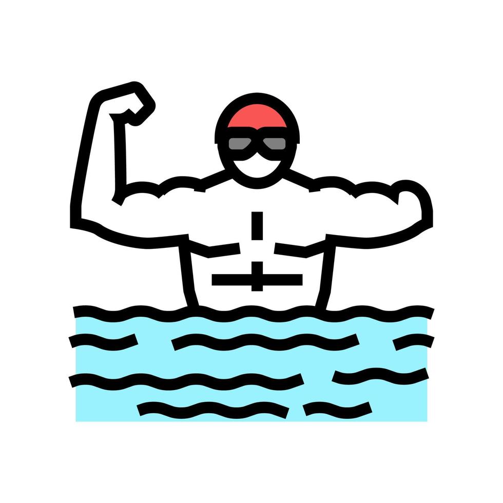Schwimmen Behinderter Athlet Farbe Symbol Vektor Illustration
