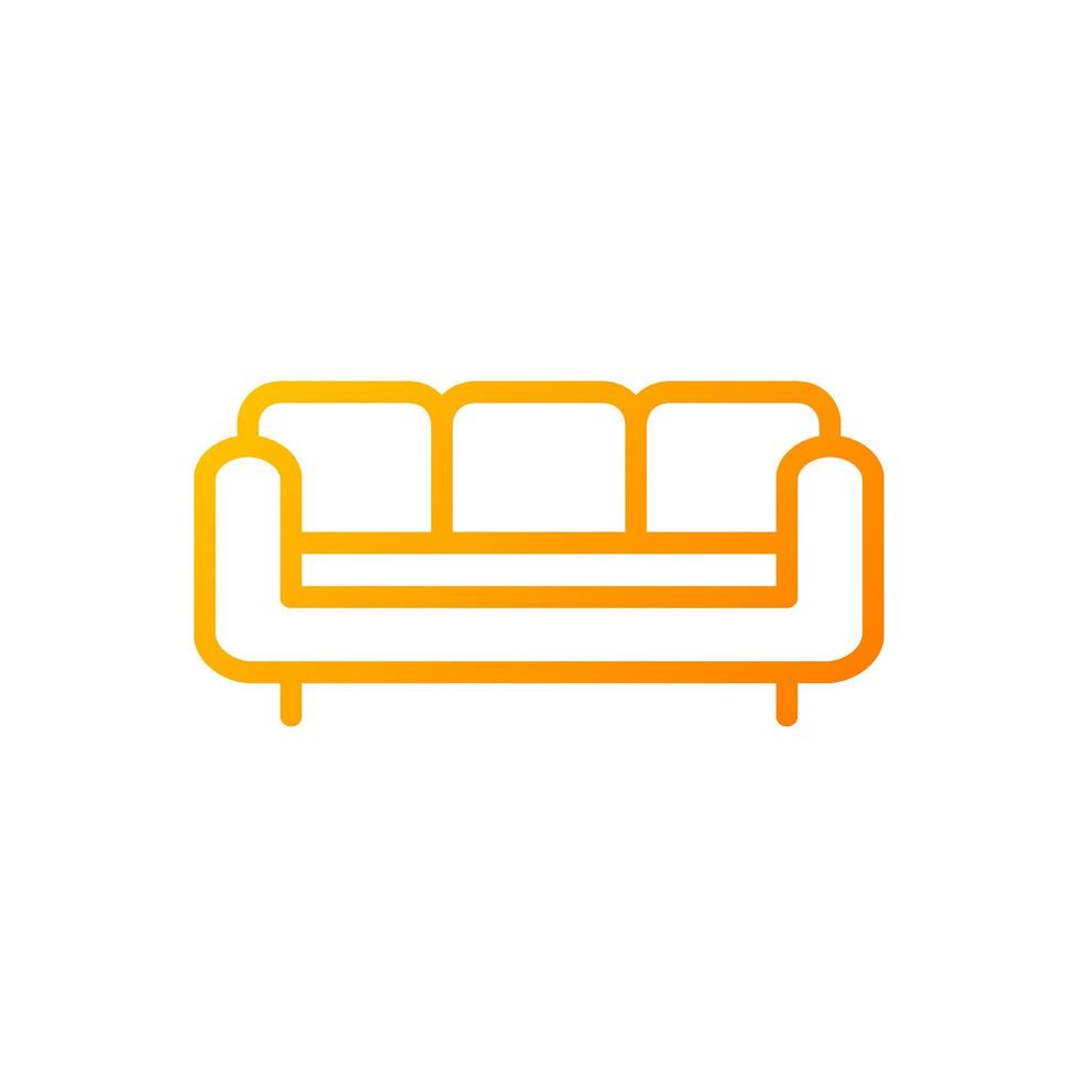 soffa pixel perfekt lutning linjär vektor ikon. sektions läder soffa. möblering för levande rum. Hem möbel. tunn linje Färg symbol. modern stil piktogram. vektor isolerat översikt teckning