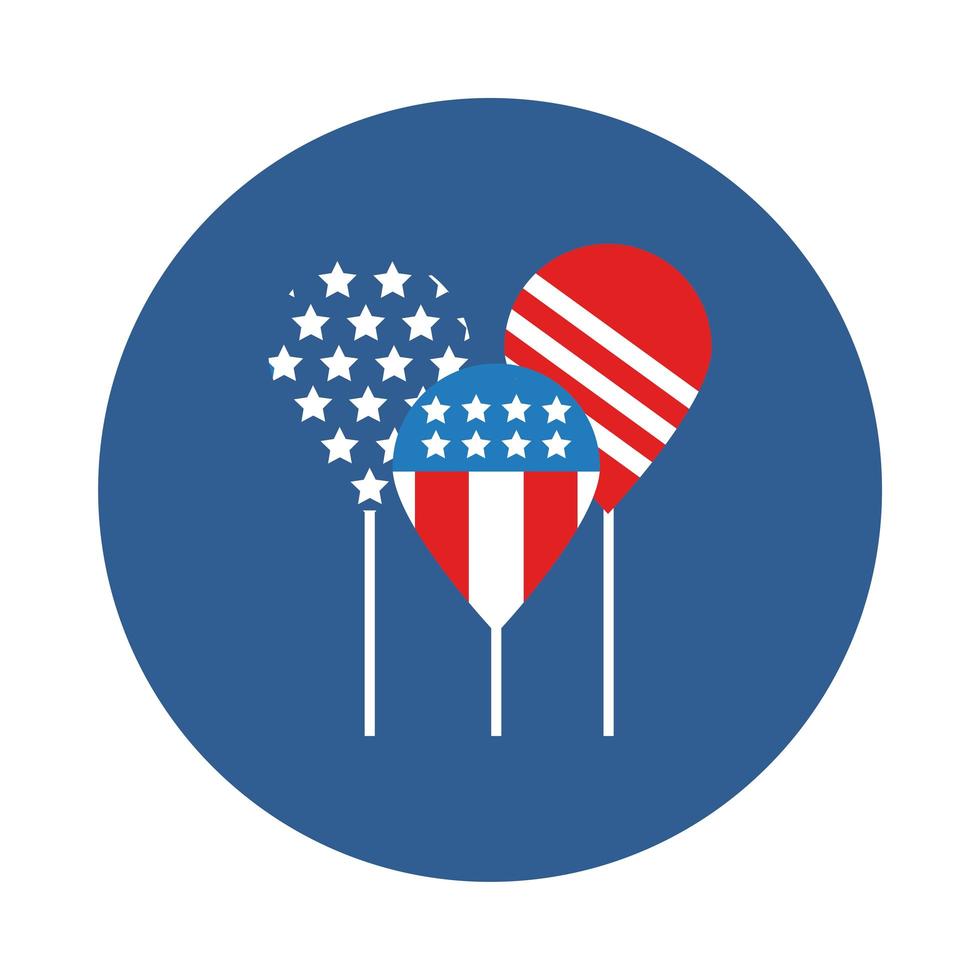 Ballons Helium mit USA Flag Block Stil vektor