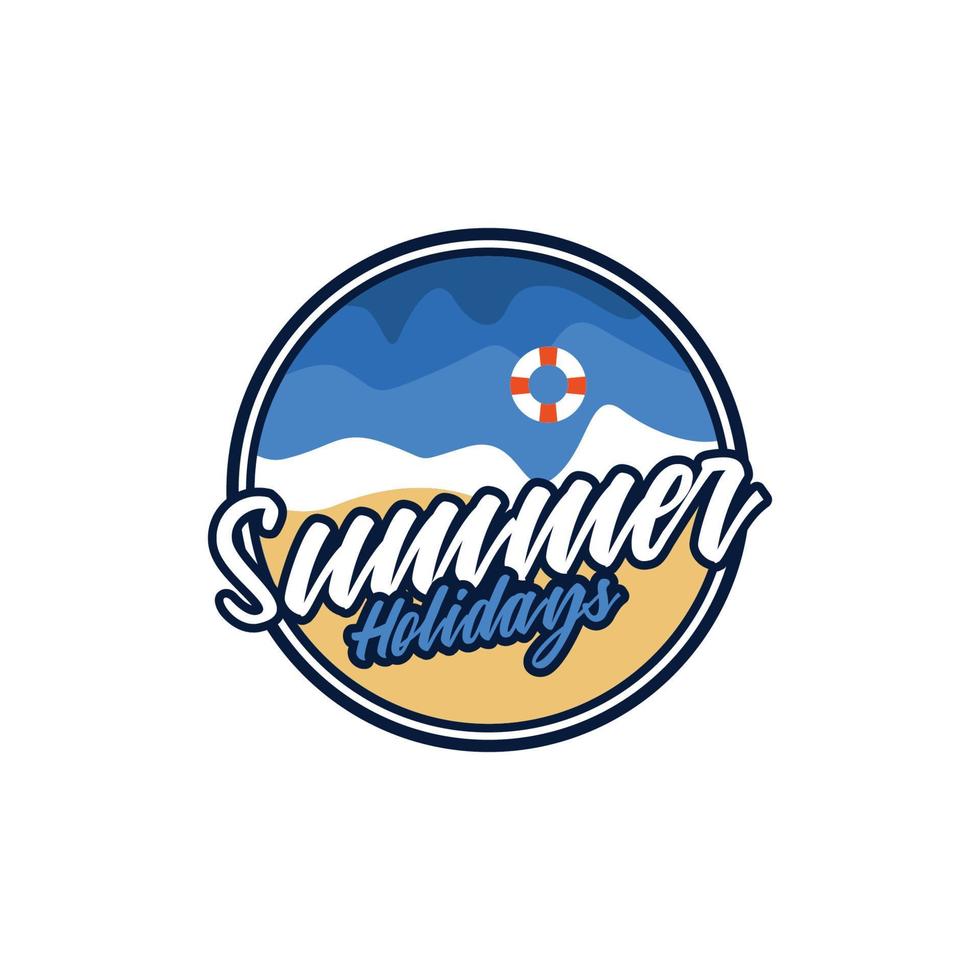 sommar strand scen logotyp design vektor