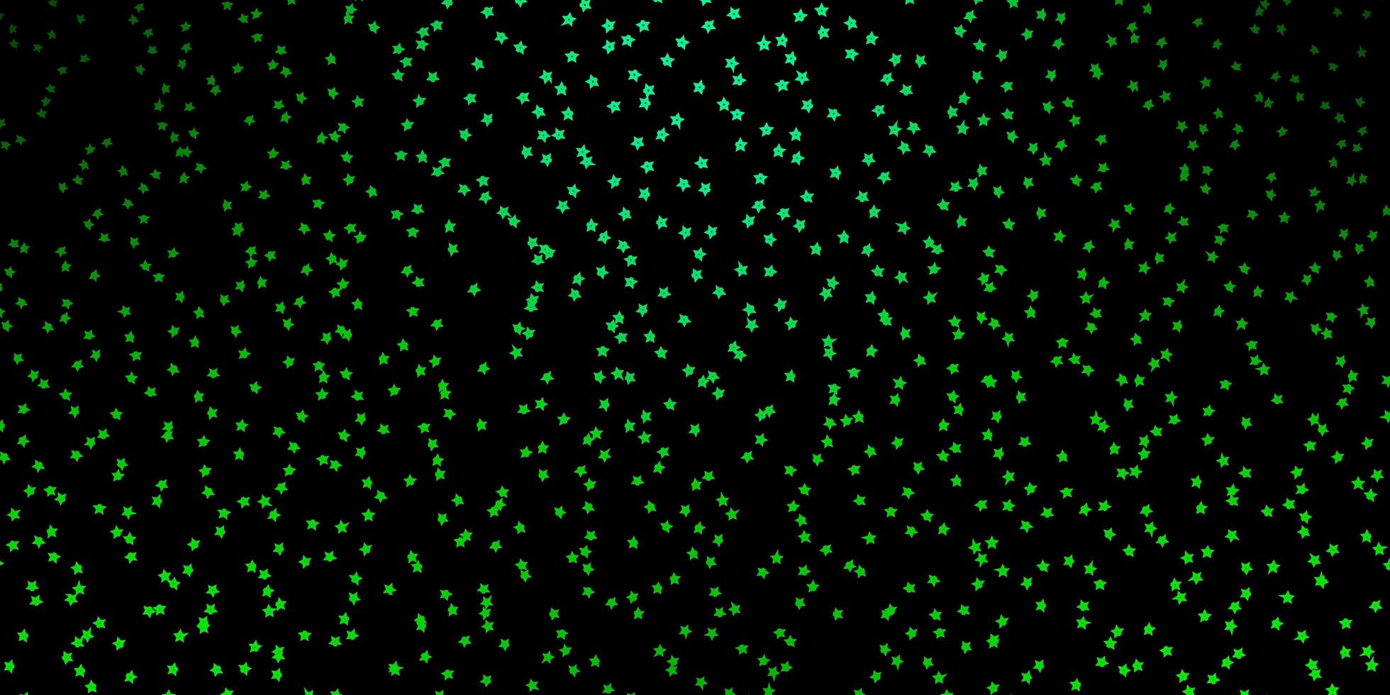 dunkelgrüner Vektorhintergrund mit bunten Sternen. vektor
