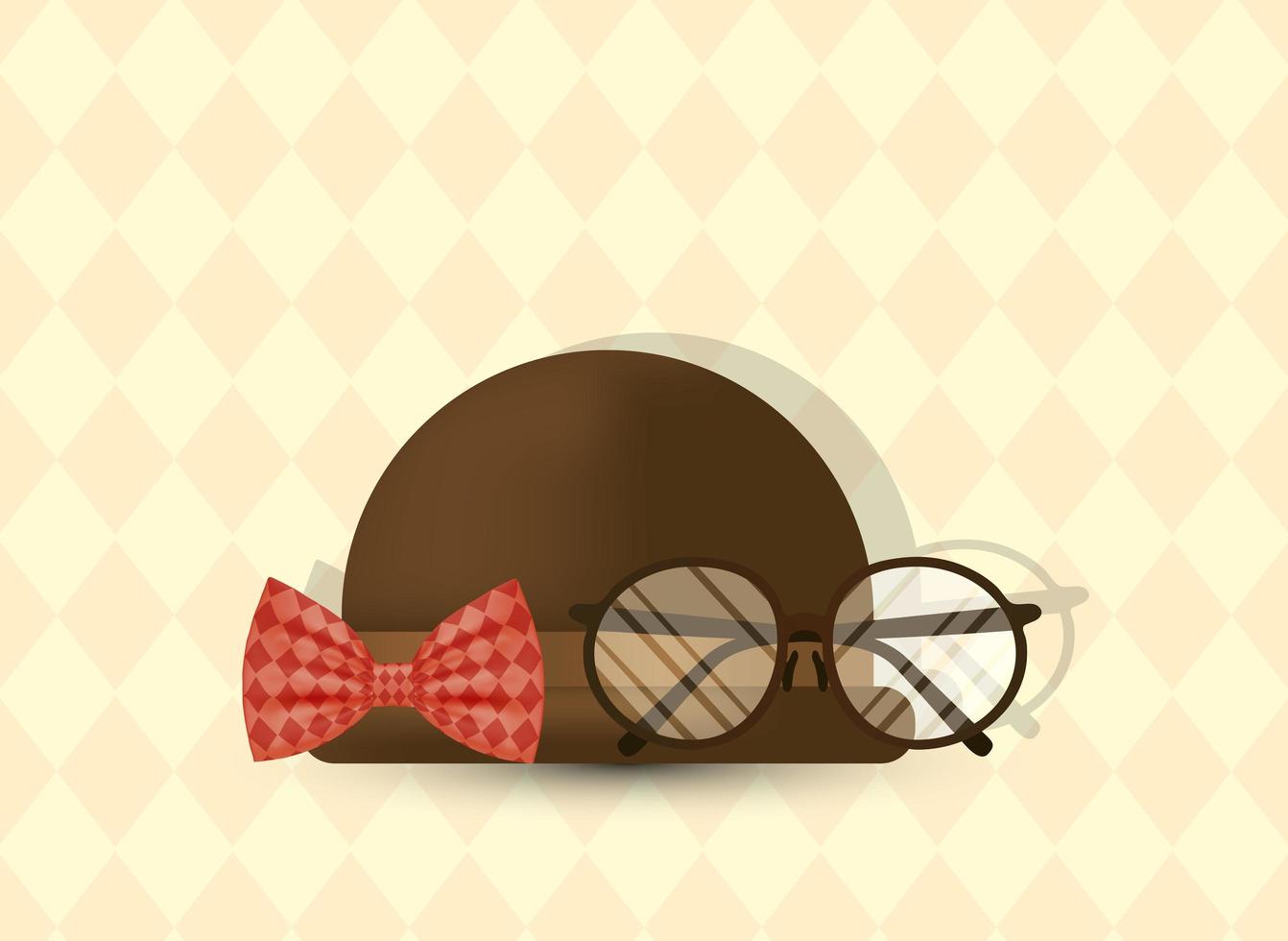 glasögon, fluga och hatt för fars dag vektor design