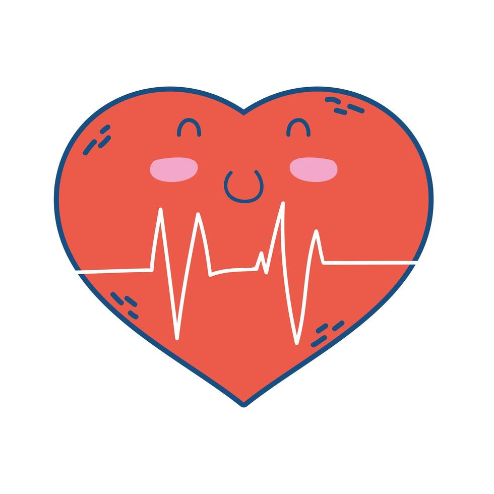 hjärta cardio karaktär isolerad ikon vektor