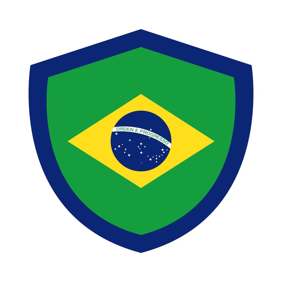 Brasilien Flagge in Schild flache Stilikone vektor
