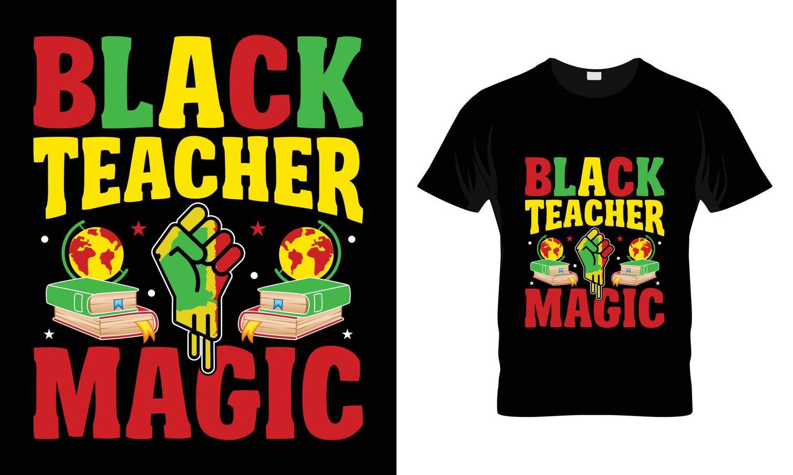 schwarzer lehrer magisches t-shirt design vektor