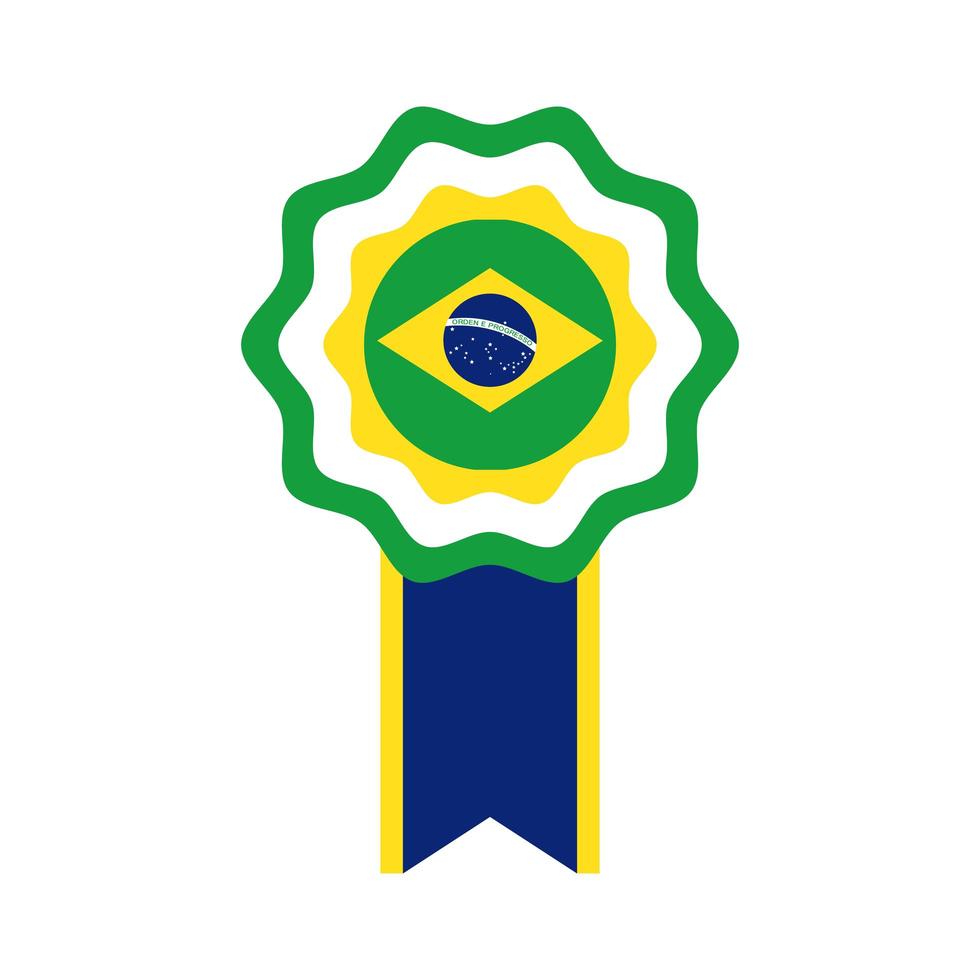 Brasilien Flagge Siegelstempel flache Stilikone vektor