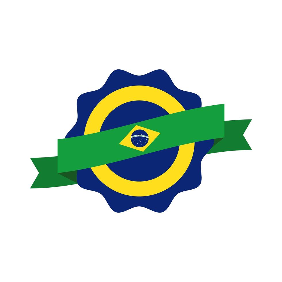 Brasilien Flagge Siegelstempel flache Stilikone vektor