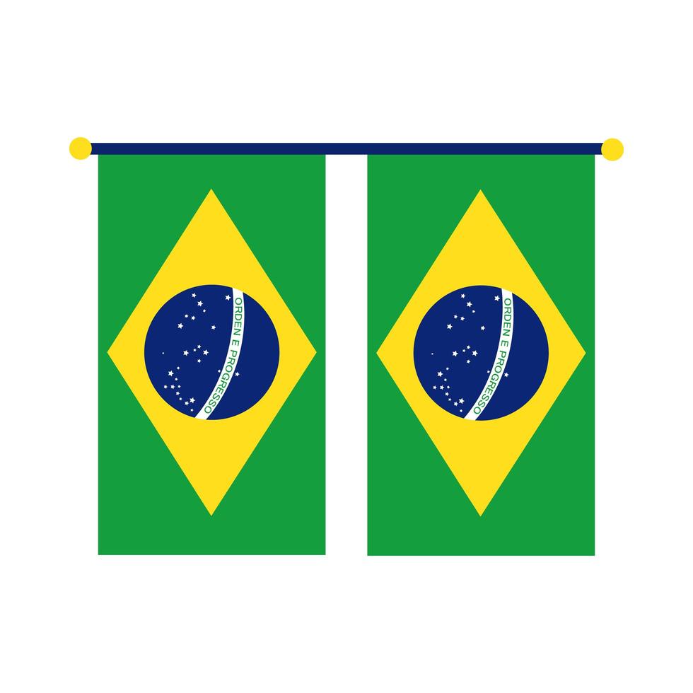 Brasilien flaggor hängande platt stilikon vektor