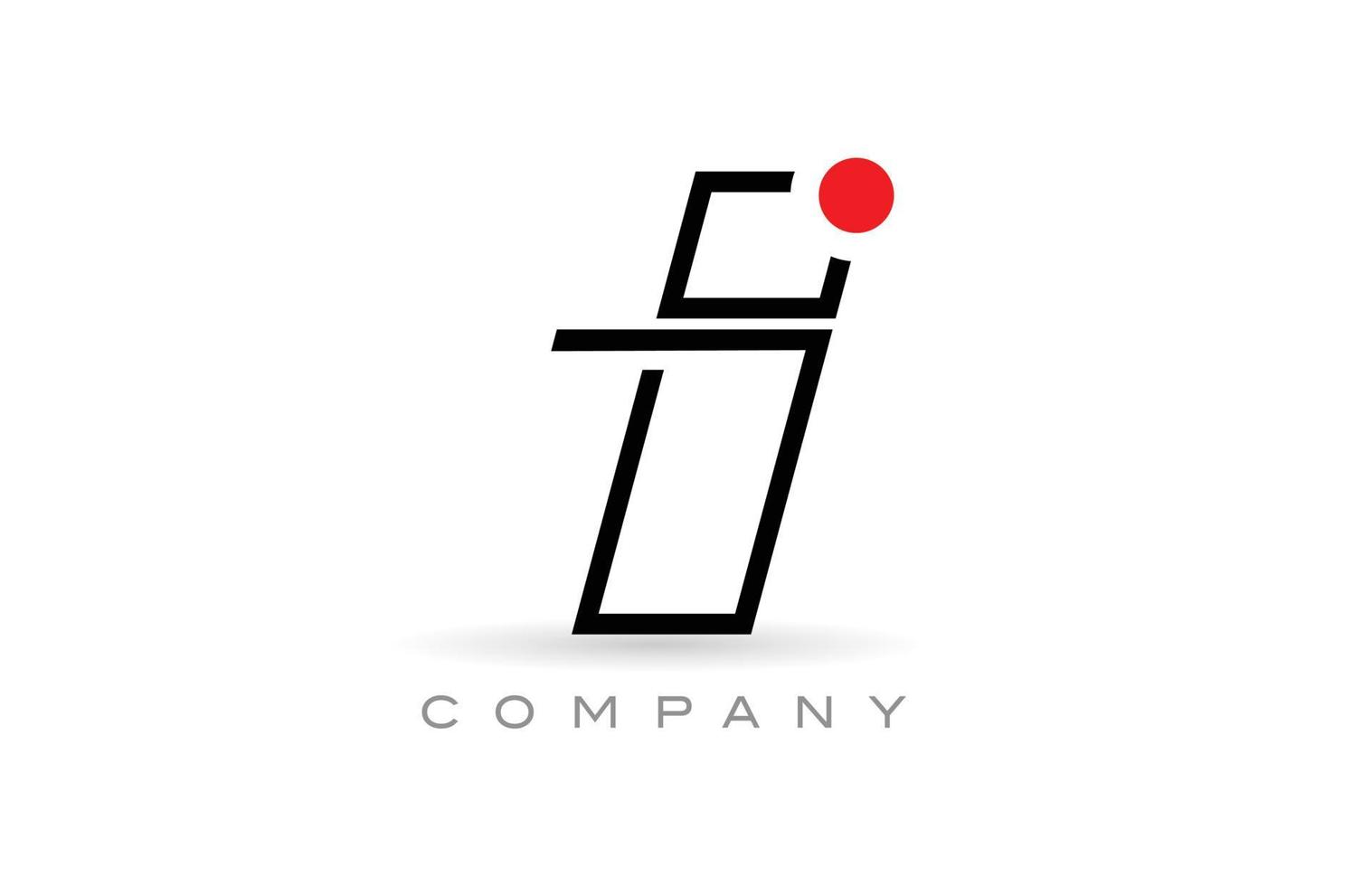enkel jag alfabet brev logotyp ikon design med linje och röd punkt. kreativ mall för företag och företag vektor