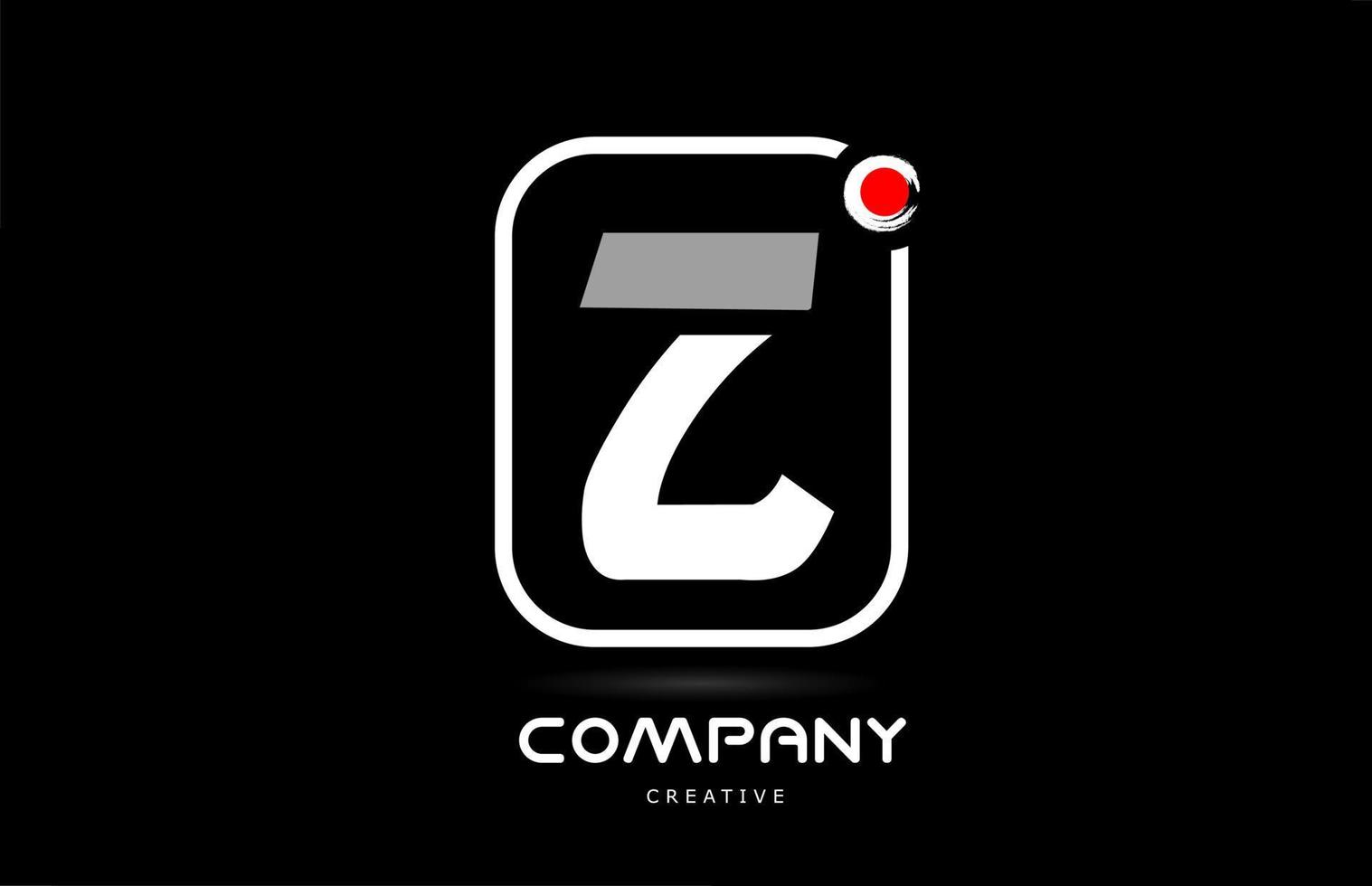z svart vit alfabet brev logotyp ikon design med japansk stil text och röd punkt vektor